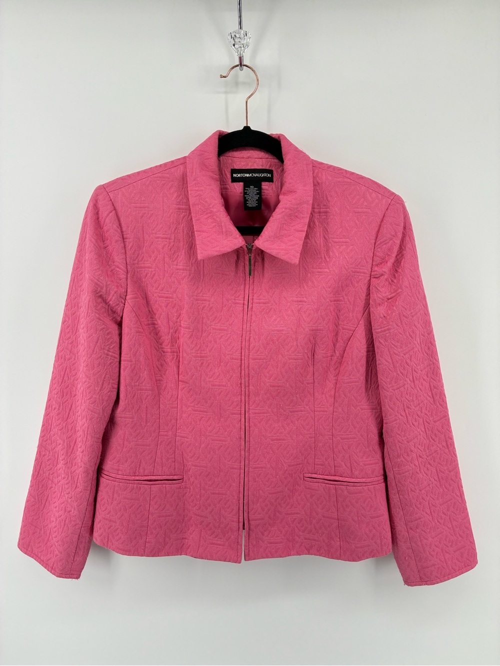 Norton McNaughton Textured Pink Blazer Formal Business Casual Office Bold